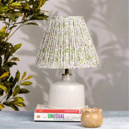 White Green Block Print Empire Lampshade Large